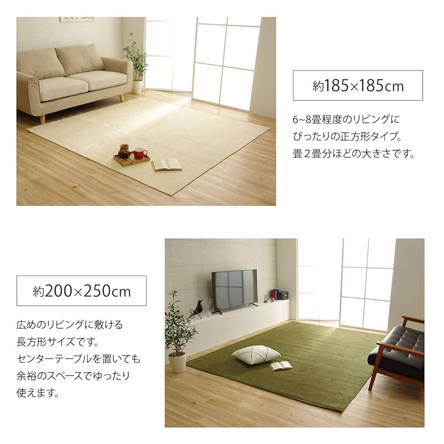 Amazon｜イケヒコ ラグ カーペット 洗える 撥水 無地 シンプル